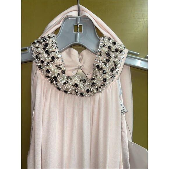 Women’s Soft Pink Badgley Mischka Beaded Halter Dress , Sz 4 New With Tags - Picture 3 of 8